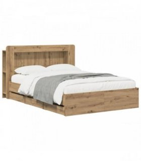 vidaXL Bed Frame with Storage and Headboard Artisan Oak 150 x 200 cm