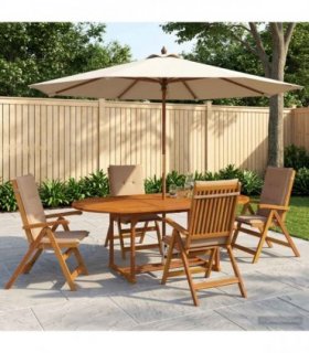 vidaXL 5-Piece Garden Dining Set Natural Solid Acacia Wood