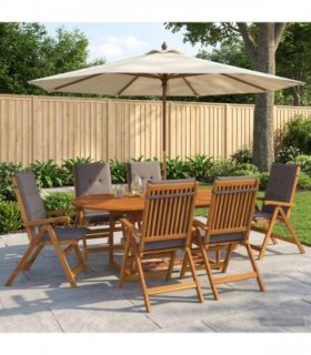 vidaXL 7-Piece Garden Dining Set Natural Solid Acacia Wood