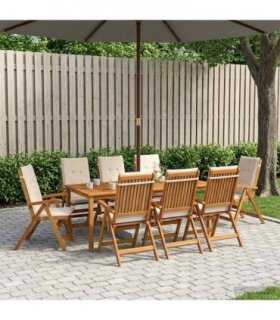 vidaXL 9-Piece Garden Dining Set Natural Solid Acacia Wood