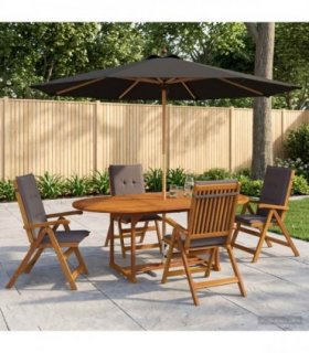 vidaXL Outdoor Dining Set with Parasol 6 pcs Anthracite