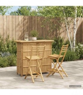 vidaXL Outdoor Bar Table and Stools 3 pcs Natural Bamboo