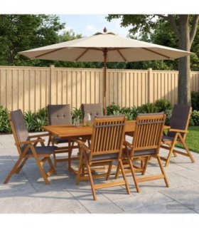 vidaXL 7-Piece Garden Dining Set Natural Solid Acacia Wood