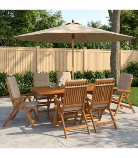 vidaXL Outdoor Dining Set with Parasol 8 pcs Cream White
