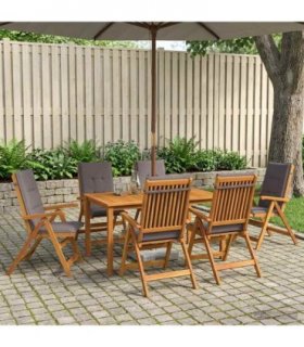 vidaXL 7-Piece Garden Dining Set Natural Solid Acacia Wood