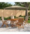 vidaXL Outdoor Dining Set with Parasol 6 pcs Cream White