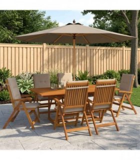 vidaXL 7-Piece Garden Dining Set Natural Solid Acacia Wood