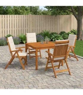 vidaXL 5-Piece Garden Dining Set 5 pcs Natural Solid Acacia Wood
