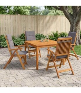 vidaXL 5-Piece Garden Dining Set 5 pcs Natural Solid Acacia Wood