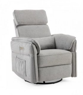 Electric Power Recliner Chair, 300° Swivel Rocker, Adjustable Headrest & Foldable Armrests, 330 Lbs Weight Capacity Indoor Functional Chair, Light Gray Chenille