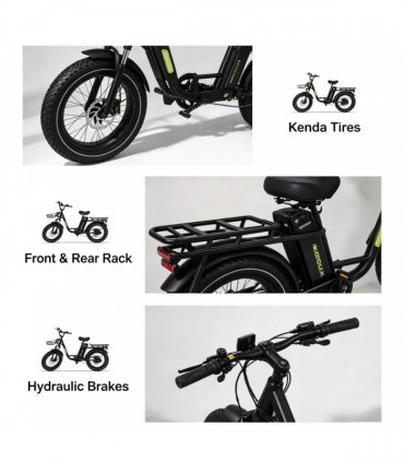 UK Warehouse In Stock, Koolux X7 Fat Tire E‑Bike, 750W Peak Motor, Kenda Tires, Hydraulic Brakes, 48V 20Ah Long Range, Black Electric Bicycle