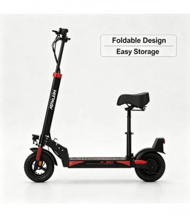 H9 Electric Scooter with Seat, 500W Peak 48V 15.6Ah, 10 Inch Vacuum Tire, Foldable Adult Commuter E‑Scooter, IP54 Waterproof, UK Warehouse In Stock
