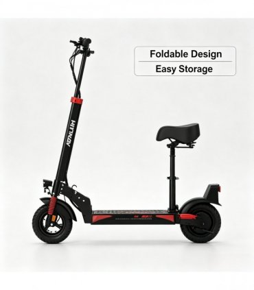 H9 Electric Scooter with Seat, 500W Peak 48V 15.6Ah, 10 Inch Vacuum Tire, Foldable Adult Commuter E‑Scooter, IP54 Waterproof, UK Warehouse In Stock