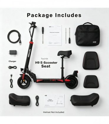 H9 Electric Scooter with Seat, 500W Peak 48V 15.6Ah, 10 Inch Vacuum Tire, Foldable Adult Commuter E‑Scooter, IP54 Waterproof, UK Warehouse In Stock