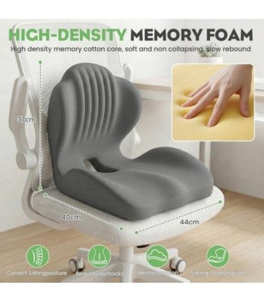 2-in-1 Ergonomic Back and Seat Cushion with Lumbar Support Tailbone Pain Relief