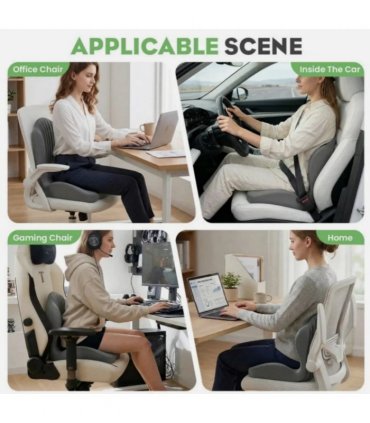 2-in-1 Ergonomic Back and Seat Cushion with Lumbar Support Tailbone Pain Relief
