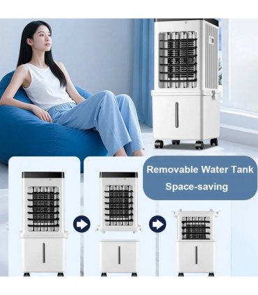 Portable Air Cooler, 12L Evaporative Cooling Fan with Remote, 3 Speed Air Conditioner Unit, 7H Timer, 65° Oscillation, Air Cooler with Humidifier for Bedroom, Living Room & Office, Energy Efficient Mobile Air Cooler