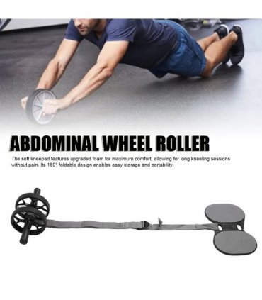 Abdominal Wheel Roller With Automatic Rebound Pull Strap Knee Pad Men Women Dual