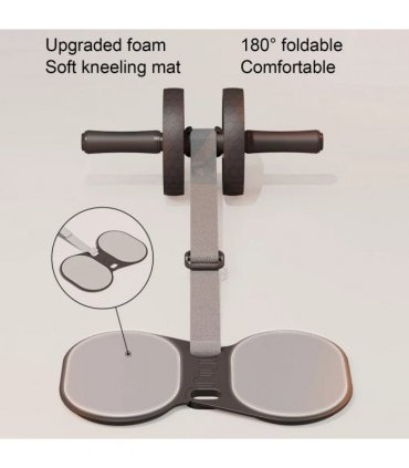 Abdominal Wheel Roller With Automatic Rebound Pull Strap Knee Pad Men Women Dual