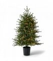 3FT Pre-Lit Artificial Christmas Tree, Green PE Mini Xmas Tree with 80 Warm White LED Lights (8 Modes), 100 Branch Tips, Black Round Pot Base, Battery Operated