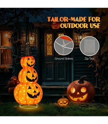 5ft Halloween Collapsible Pumpkin Decorations 100 LED Lights