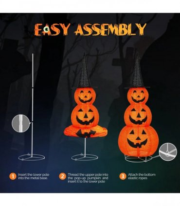 5ft Halloween Collapsible Pumpkin Decorations 100 LED Lights