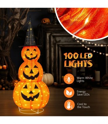 5ft Halloween Collapsible Pumpkin Decorations 100 LED Lights