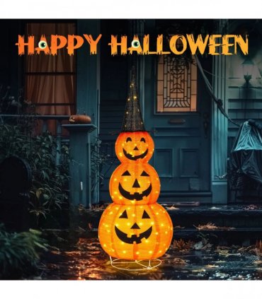 5ft Halloween Collapsible Pumpkin Decorations 100 LED Lights