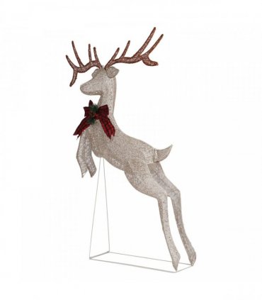 1.5M Lighted Jumping Reindeer Christmas Decorations, Pre-lit Holiday Decor with 100 Warm White LED Lights for Xmas Outdoor Indoor Decor Lighted Holiday Displays