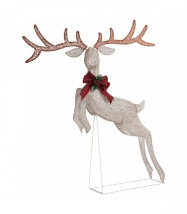 1.5M Lighted Jumping Reindeer Christmas Decorations, Pre-lit Holiday Decor with 100 Warm White LED Lights for Xmas Outdoor Indoor Decor Lighted Holiday Displays