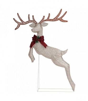 1.5M Lighted Jumping Reindeer Christmas Decorations, Pre-lit Holiday Decor with 100 Warm White LED Lights for Xmas Outdoor Indoor Decor Lighted Holiday Displays