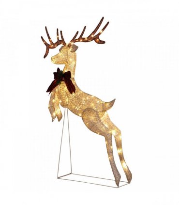 1.5M Lighted Jumping Reindeer Christmas Decorations, Pre-lit Holiday Decor with 100 Warm White LED Lights for Xmas Outdoor Indoor Decor Lighted Holiday Displays