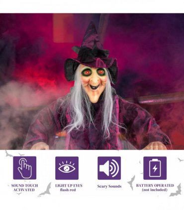 71in Life Size Hanging Witch Talking Halloween Everyday Decoration