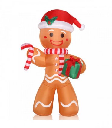 8ft 15W 5 LED Lights Gingerbread Man Holding Gift Garden Gingerbread Man Decoration