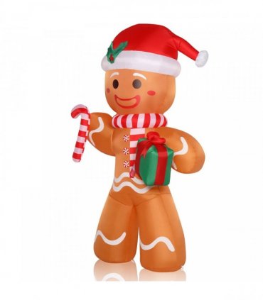 8ft 15W 5 LED Lights Gingerbread Man Holding Gift Garden Gingerbread Man Decoration