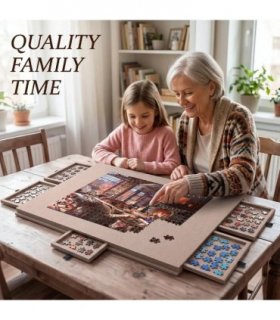 Felt Jigsaw Puzzle Board Portable Puzzle Storage Table w/ 6 Slid Drawer 1000pcs