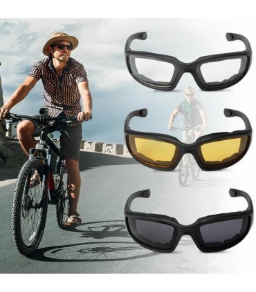 3 Pair Motorcycle Biker Riding Glasses Anti UV Wind Resistant Padded Sunglasses