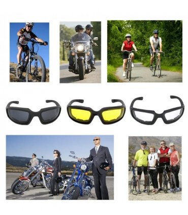 3 Pair Motorcycle Biker Riding Glasses Anti UV Wind Resistant Padded Sunglasses