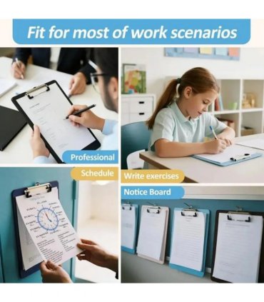 12X A4 Foolscap Multicolor Clipboard Foolscap PVC Clip Board 5 Star Office UK