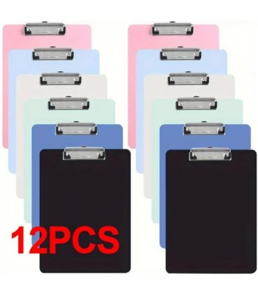 12X A4 Foolscap Multicolor Clipboard Foolscap PVC Clip Board 5 Star Office UK