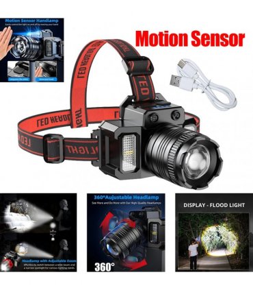 2 PACK LED Headlamp Motion Sensor 5-Modes Headlamp USB Rechargeable Canping Hiking Headlight (US Logistics For USPS/DHL/Fedex/UPS. No designated logistics accepted，TK/TMEU only For self-pickup）