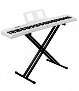 88 Key Folding Piano Semi-Weighted Standard Keyboards Digital Piano with Dual-tube X-Shape Stand， MIDI Bluetooth, Handbag，Headphone，for Piano Lover White color