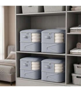 NEW 4x Clothes Storage Bags With Zips Bedroom Large Collapsible Storage Box Bedding UK-Gray