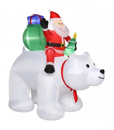 6ft 15W 7pcs LED Lights Santa Claus Rides Polar Bear Garden Santa Claus Decoration