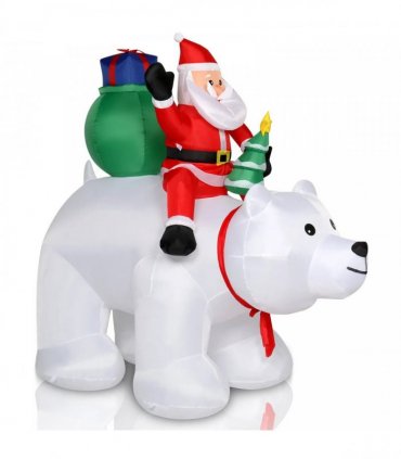 6ft 15W 7pcs LED Lights Santa Claus Rides Polar Bear Garden Santa Claus Decoration