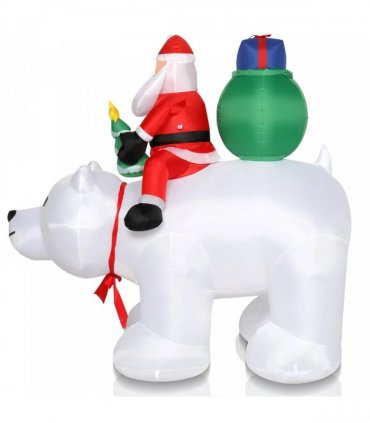 6ft 15W 7pcs LED Lights Santa Claus Rides Polar Bear Garden Santa Claus Decoration