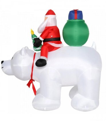 6ft 15W 7pcs LED Lights Santa Claus Rides Polar Bear Garden Santa Claus Decoration