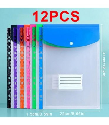 Document Wallets Expandable File Folder  A4 Punched Pockets  Pack of 12
