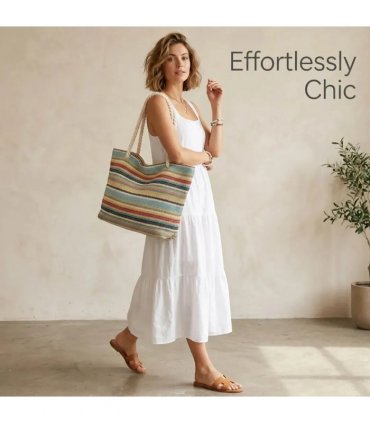 Women Handbag Shoulder bagsNew Summer Large-Capacity Rainbow Shoulder & Tote Bag