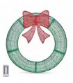 36in Pre-lit Outdoor Christmas Wreath Decoration, Lighted Metal Wreath with Red Bow, Remote Control LED Lights with Timer, for Front Door Gate Wall Indoor Outdoor Holiday Party